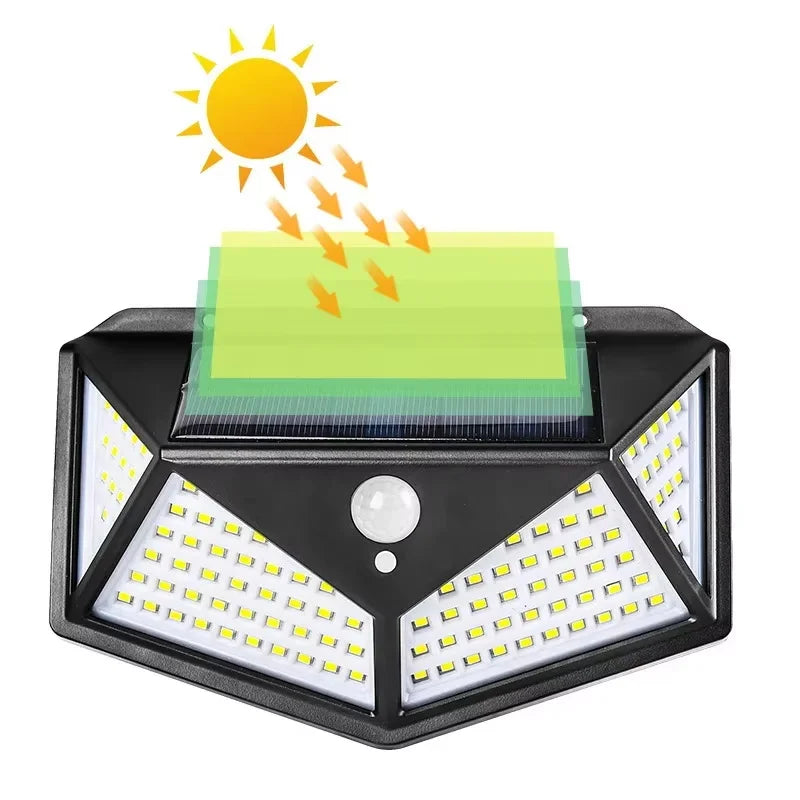 Luminária Solar LED 100 – Sensor de Movimento, À Prova d’Água, Ideal para Áreas Externas